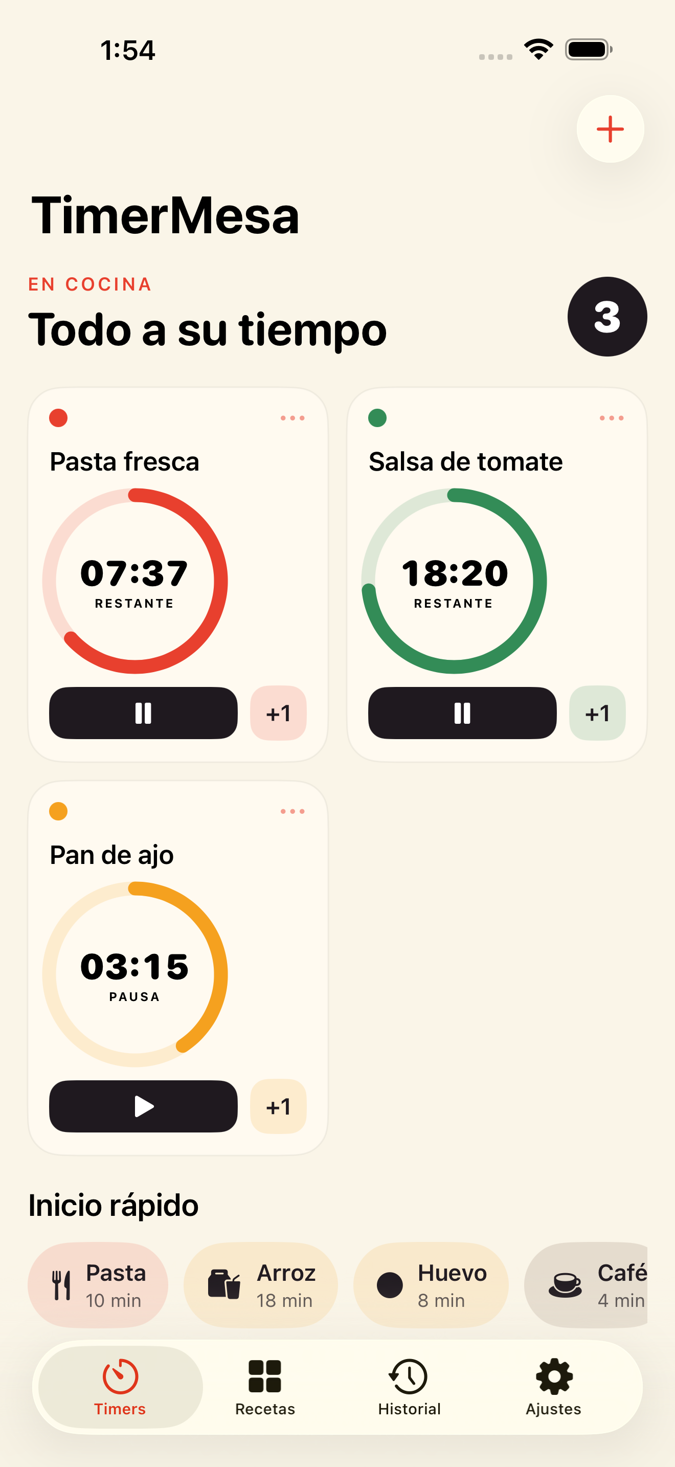 Recetas rápidas de TimerMesa